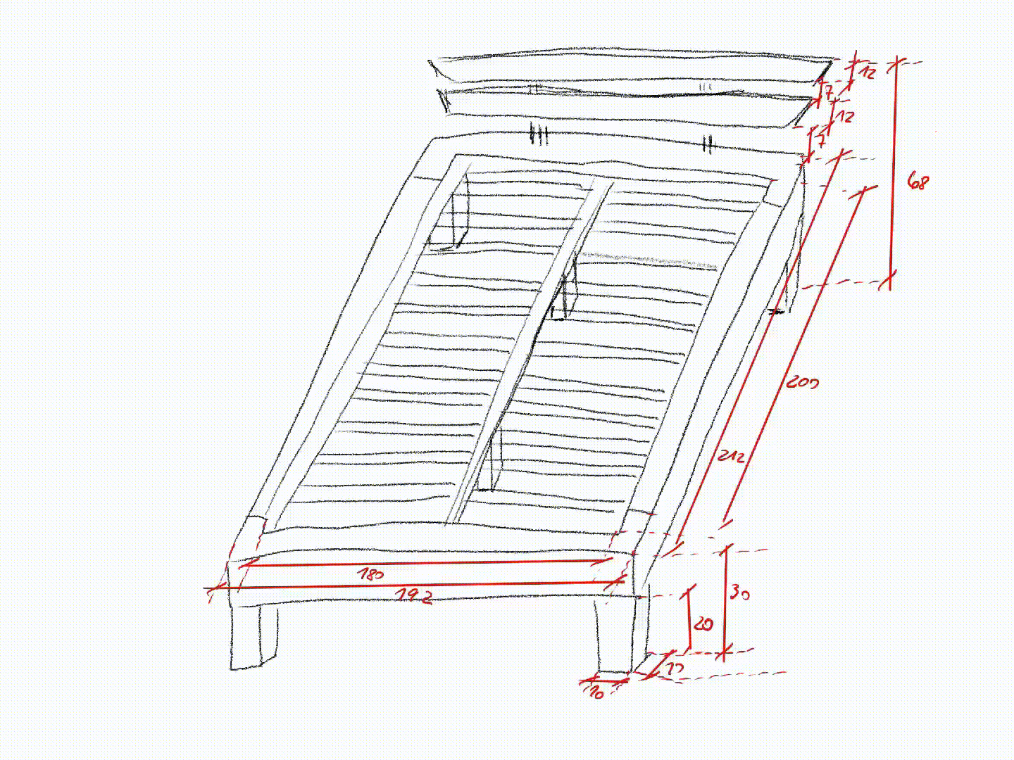Manželská postel z trámů - rozměry
